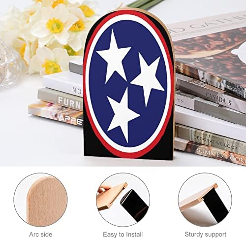 Tennessee Flag Wood Livro de madeira termina a decoração não esquisita Livro pequena para o escritório em casa 1 par