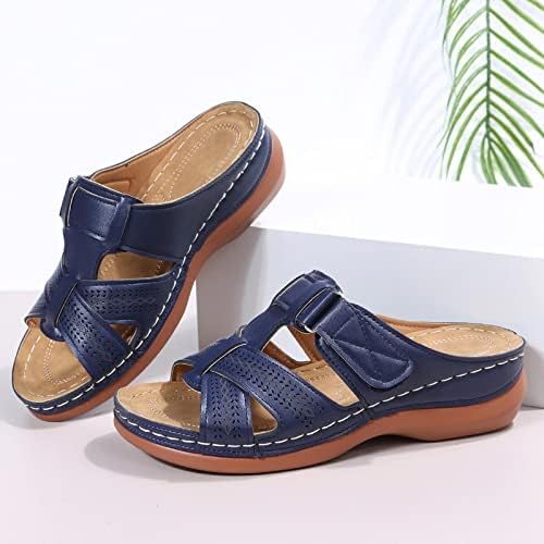 XIPCOKM Sandals Trendy for Women 2023 Slippers de verão Aberto do dedo do pé de fivela de fivela e slides de arco de arco Apoio ao chinelo de praia para mamãe