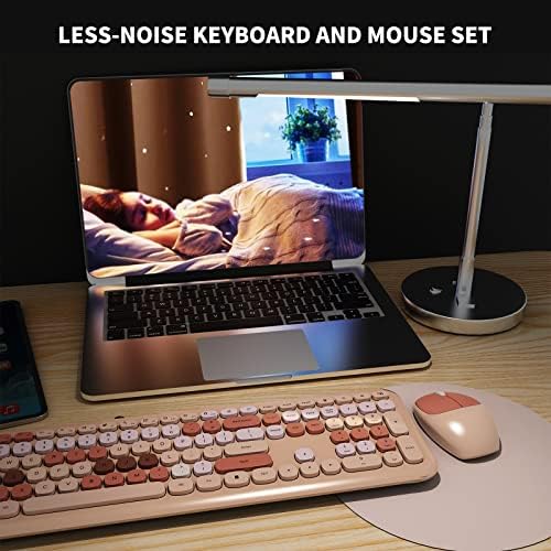 O teclado sem fio e o mouse combinando, teclado de baixo ruído retro de baixo tamanho de tamanho e mouse com calças