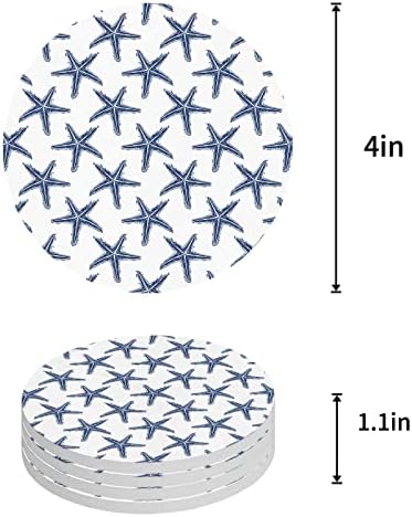 Coasters para mesa de café Conjunto de 4 peças montanha -russa marinha azul estrela -texugo de praia Sea Animals