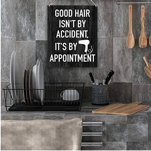 Boa cabelo não é por acidente Wood Sign Placa de madeira estilista rústica de madeira para casa de beleza de beleza