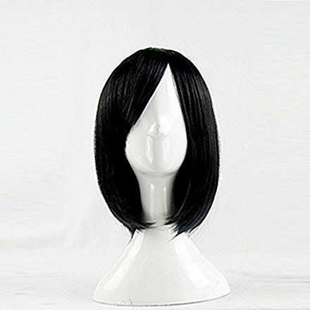 Cinderela meninas sagisawa fumika preto curto curto de 35 cm peruca de festa + tampa de peruca grátis
