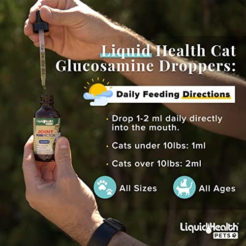LiquidHealth 32 oz Glucosamina líquida Nível 5000 Gotas de gotas de articulação de gatos, caninos grandes, gatinhos,