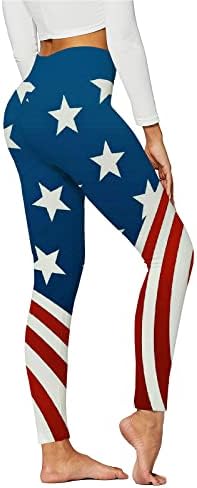 Aldeias de cintura alta para mulheres em 4 de julho Não Seja através da barriga atlética Control USA Flag Workout Pants