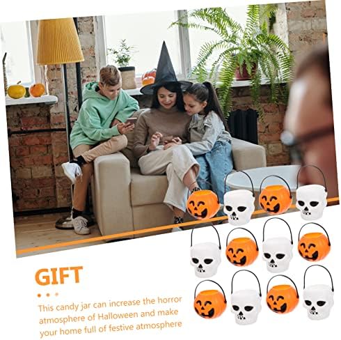 Yarnow 36 PCs com crianças e doces- requintado ghost macote favorece o crânio ou o tratamento- cestas de cestas de cestas de figurista bucket kettle decorações de presentes decoração Tratar a abóbora mini adereços brancos