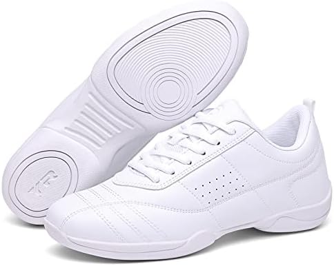 Sapatos de torcida de torcida adultos e jovens de Dadawen Adultos para mulheres sapatos de torcida branca para mulheres sapatos esportes atléticos Tênis de tênis de tênis respirável tênis de torcida