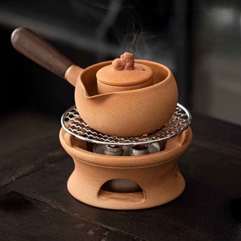 Conjunto de chá de chá de kung de kung de kung japonês conjunto de bule redondo fogão alcoólico fogão alcoólico argila de barro de barro de chaleira de barro de barro de chaleira