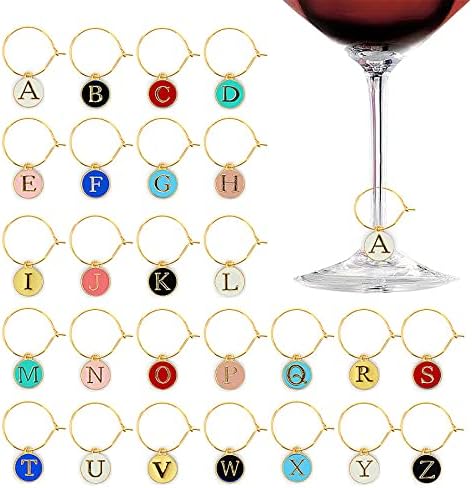 26pcs de vidro de vinho encantos marcadores de marcadores, encantos de vinho para copos de caule, marcadores de bebida,