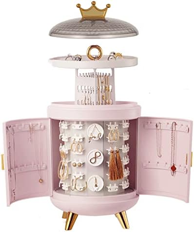 Caixa de jóias Riklrqc, caixa de organizador de giro para meninas, cota de brechas de armazenamento Colar Jóias do
