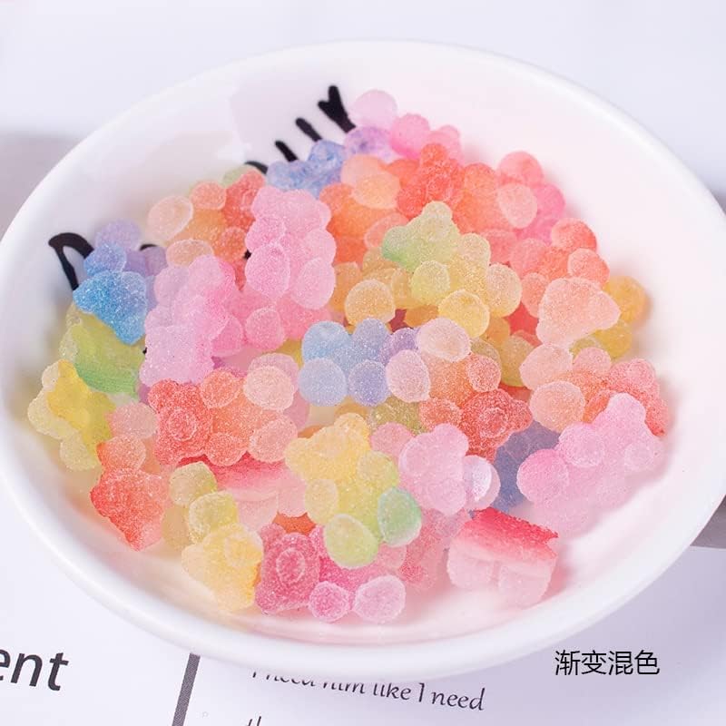 20pcs 12 * 17mm 3d Gomosy Beads Uil Art Art Cnady Color Sugar Bear Charms Jelly Bears Cubs Charms Flatback Crafts Ornament & -