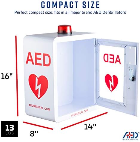 Gabinete de AED em aço inoxidável | 14 x 8 x 15,5 polegadas de montagem de parede Gabinete de armazenamento para
