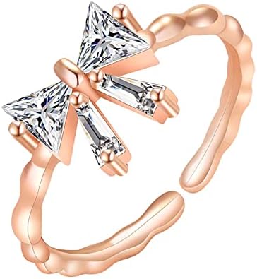Anel de anel de diamante com figurino de Wybaxz com o noivado de abertura redonda de corte de zirconia de zirconia anéis de