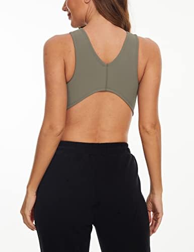 Missactiver Women's V pescoço construído em sutiã de prateleira curva bainha com colete sem mangas Racerback de tanque de tanque cortado