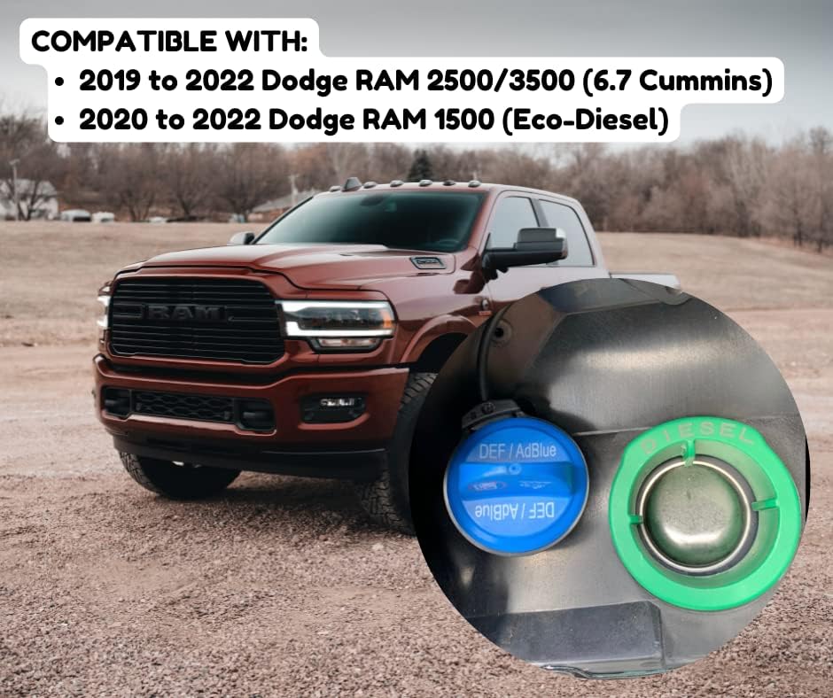 Fab5 Peças de desempenho Cap de combustível diesel compatível com Dodge Ram 1500, 2500, 3500