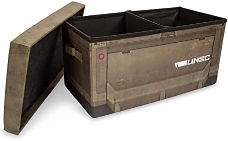 Baú de armazenamento dobrável de caixa de munição Halo com tampa | Recipiente de cesta de tecido com alças, organizador