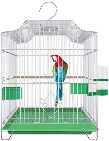 Gaiola de pássaro Zhying, metal com alça pendada, gaiola de estimação dobrável com bandeja, externo interno, instalação fácil, caixas