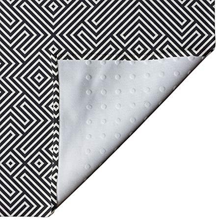 Toalha de tapete de ioga abstrata de Ambesonne, labirinto geométrico como um layout da estrutura gráfica de listras simétricas,