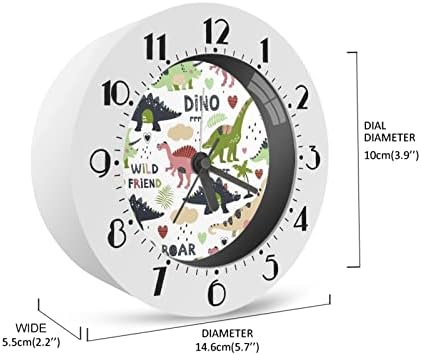 Biyejit Cartoon Dinosaur Print Alarm Relógio para crianças Crianças, relógio super silencioso de aprendizado para decoração de