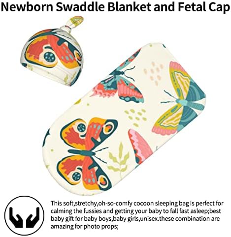 Borbilhas Baby Swaddle Cocoon Sack, The simples Swaddle com conjunto de gorro, cobertor macio e confortável de receber para bebês e recém-nascidos de 0 a 6 meses