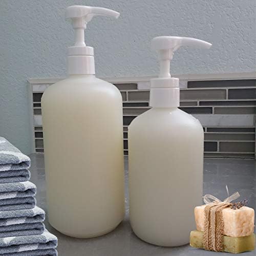 Kelkaa 16oz HDPE Garrafas de plástico com bomba de loção lisa industrial branca para shampoo, condicionador, sabonete, loção,