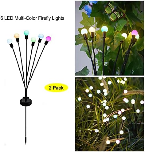 Luzes de jardim solar do Ceyoom, 2 pacotes de luzes solares solares ao ar livre com 12 led Burcha Starburst, IP65 Luzes de balanço de fadas resistentes à água para quintal, pátio, luz de decoração de jardim Luzes