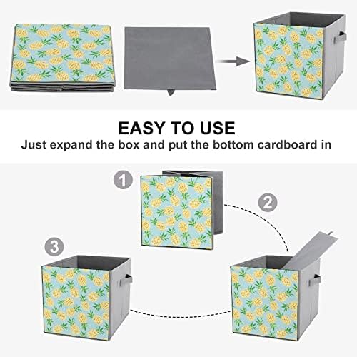 Abacaxi de caroon caixas de armazenamento colapsível Cubos Organizador Caixas de armazenamento de tecido da moda insere gavetas de cubo 11 polegadas