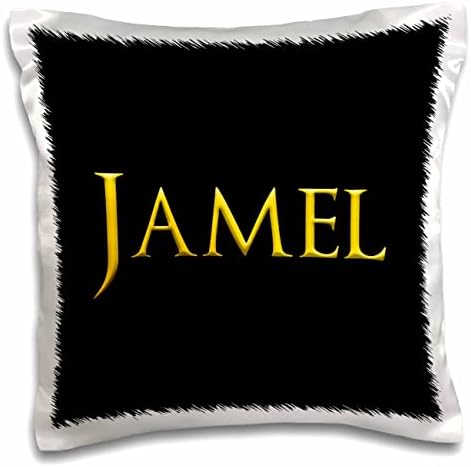 Nome do bebê de menino clássico de Jamel Classic 3drose na América. Amarelo em charme preto - travesseiros