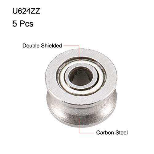 UXCELL U624ZZ GREAVE DE POLA DE PISTURA DE PISTURA DE POLA DE POLA DE ESTRADORES DE 4MMX13MXIMX7MM METAL DUPLE METAL COMBLELO