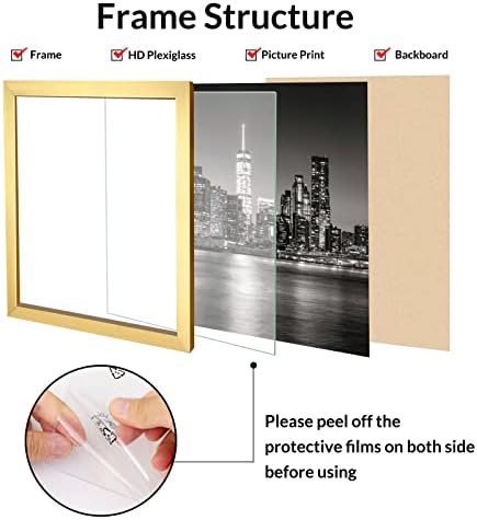 Annecy 5x7 Frame Gold （2 pacote）, 5 x 7 quadro de imagem para decoração de parede ou desktop, estilo minimalista preto