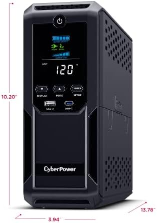 CyberPower BRG1500AVRLCD2 Sistema Inteligente LCD UPS, 1500VA/900W, 12 pontos de venda 2 portas USB, AVR, mini-torre, garantia de 5