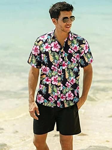 Camisas havaianas masculinas Camisa Aloha de manga curta para homens Button casual Down Down Tropical Hawaii Floral