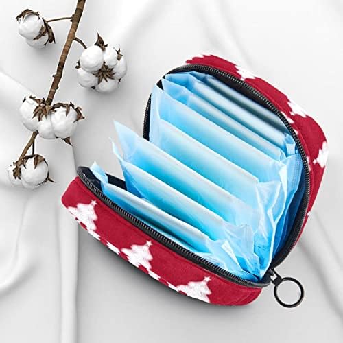 Bolsa de armazenamento de guardanapos sanitários de oryuekan, bolsa menstrual bolsa portátil sanitária saco de armazenamento bolsa feminina bolsa de menstruação para garotas adolescentes mulheres mulheres, vermelho branco de Natal Padrão Retro Retro