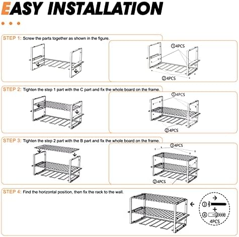 Montagem de parede do organizador da ferramenta elétrica Kwesor, 3 camadas Rack de armazenamento de ferramentas de energia utilitária,