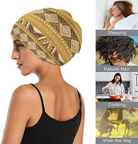 Skull Cap boné Sleep Work Hat girndia para mulheres listradas Bohemian amarelo Tribal Geométrico Sleeping Bap Hat