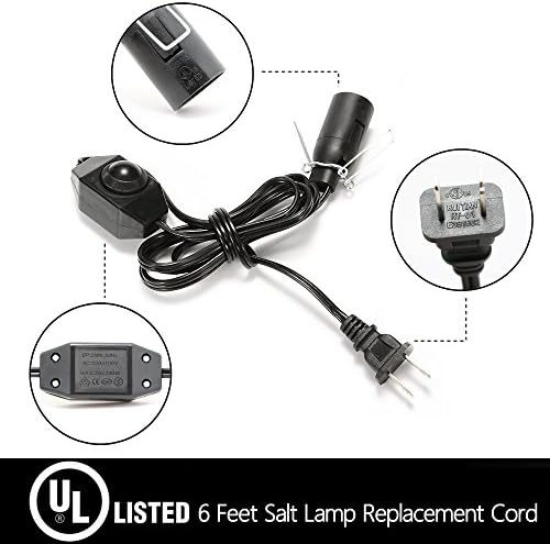 BETUS SAL LAMP CABO COM CONTROLE DIMMER, [SUBSTITUIÇÃO ORIGINAL] Cordão de alimentação com interruptor Dim e clipe para todas