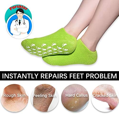 Meias hidratantes, meias de gel meias hidratantes macias, meias de spa de gel para reparar e suavizar peles de pés rachados seco)