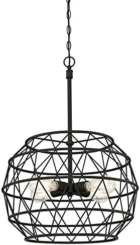 Iluminação Westinghouse 6367900 Sierra Four-Light Indoor Chandelier, acabamento preto fosco