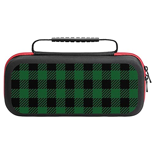 Caixa de transporte xadrez verde de búfalo para Nintendo Switch Proteção Proteção portátil Bolsa de viagem de bolsa dura portátil