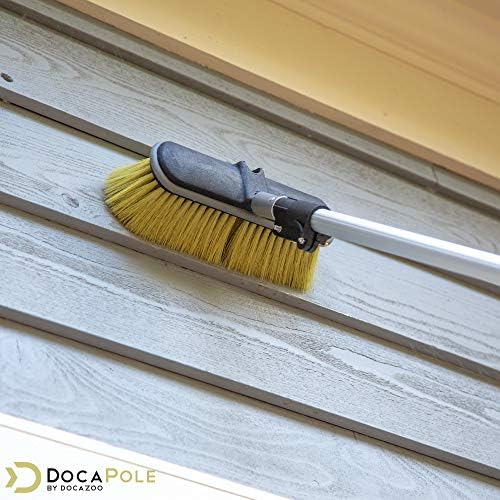 Docapole Medium Bristle Deck Brush and Scrub Brush Extension Acipação de pólo | Escova de alça longa e escova de deck para convés,
