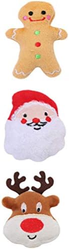 ABOOFAN 3PCS Pet para mordida de mordida de brinquedo de Natal Toy Snowman Rena Toys Toys Pet Toy com Catnip para Festas de