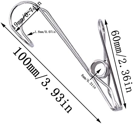 Yyangz 15pcs aço inoxidável metal clipe de cauda longa com ganchos ganchos de roupas pinos pendurados clipes pinos pendurados clipes