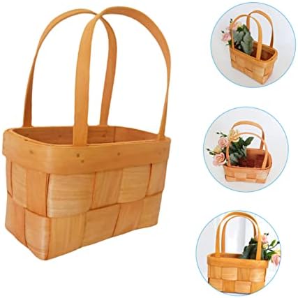 Cabilock 8 PCs cesto de flor de madeira simples marrom marrom -cesto de compras para frutas