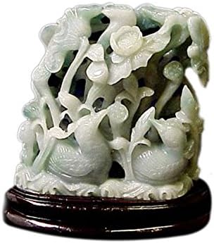 Feng shui mestre lindas joias de jóias jade amor pássaros com flores de lótus