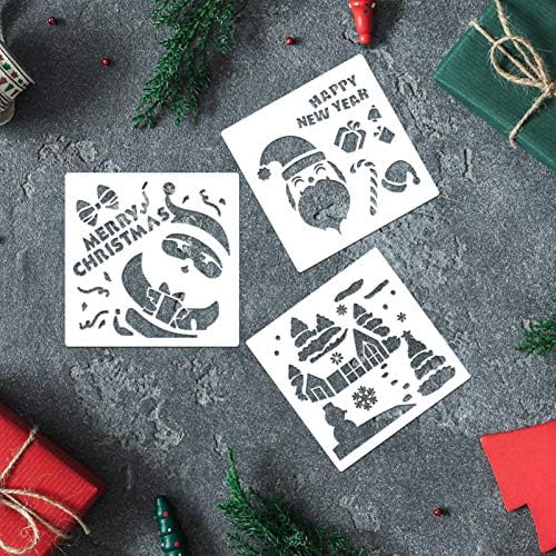 Juome Christmas Stencils para pintar em madeira, 32 PCs Reutilable Stêncil Conjunto, incluindo Feliz Natal Flakes