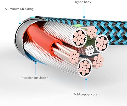 Cabo USB C, XIAE & [5PACK, 6 pés] Cabo de nylon do carregador Tipo C, USB A TIPO CABELA CABO RÁPIDO DA SAMSUNG GALAXY S20 NOTA 10, LG V20, Google Pixel, Moto Z2 e outros carregadores USB C C