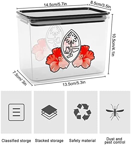Guam Tribal Hibiscus Box Box Plástico Organizador de Alimentos Latas de Contêiners com tampa para cozinha