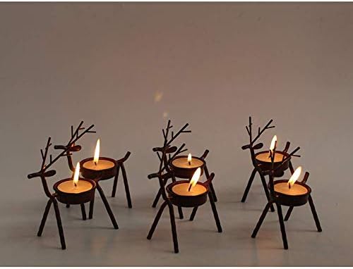 Woerte Home Conjunto de 6 renas de ferro de bronze Tealight Veller Decorações de Natal