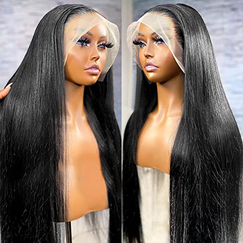 Perucas dianteiras de renda reta Human Human Pré -arranhado 13x4 Transparent HD Lace Frontal Wigs 180% densidade de densidade