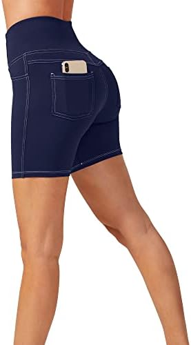 G4Free Biker Shorts para Mulheres 5 ”/8 Coloque High Running Shorts de ioga com bolsos traseiros para academia casual