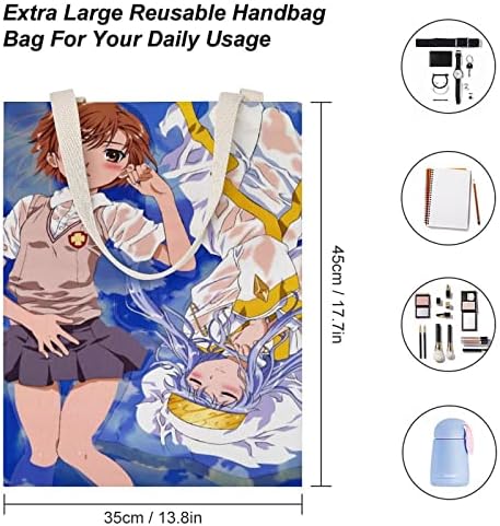 Vvedik, uma certa sacola científica de lona de anime para mulheres para mulheres reutilizáveis ​​sacar